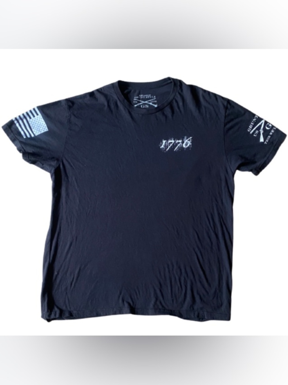 Grunt Style 1776 Short Sleeve Tee - Black with White Graphic XXL